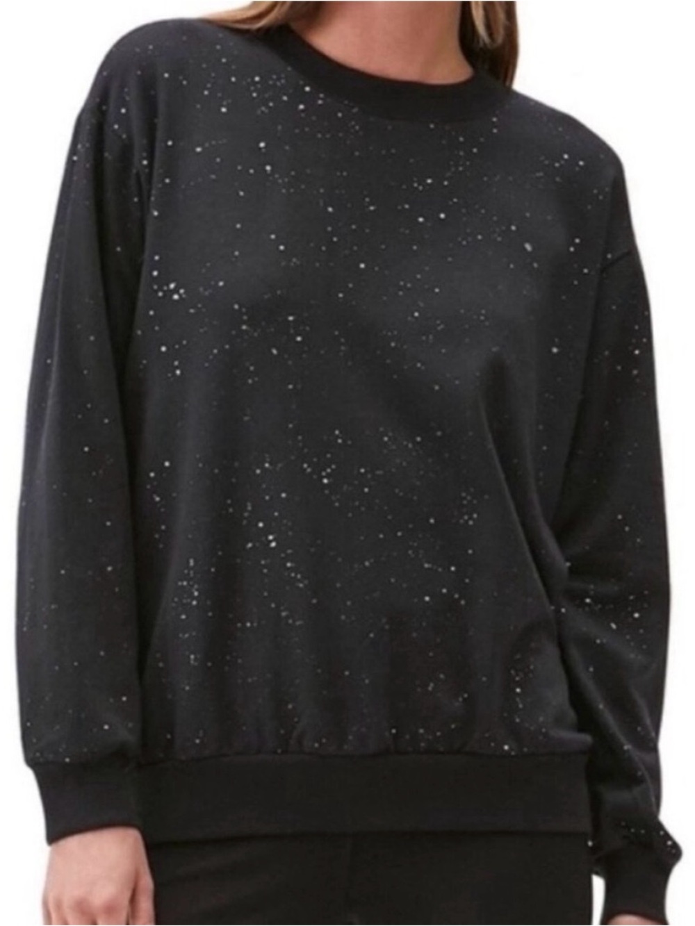 Michael Stars Black Pullover with Silver Splatter Detail